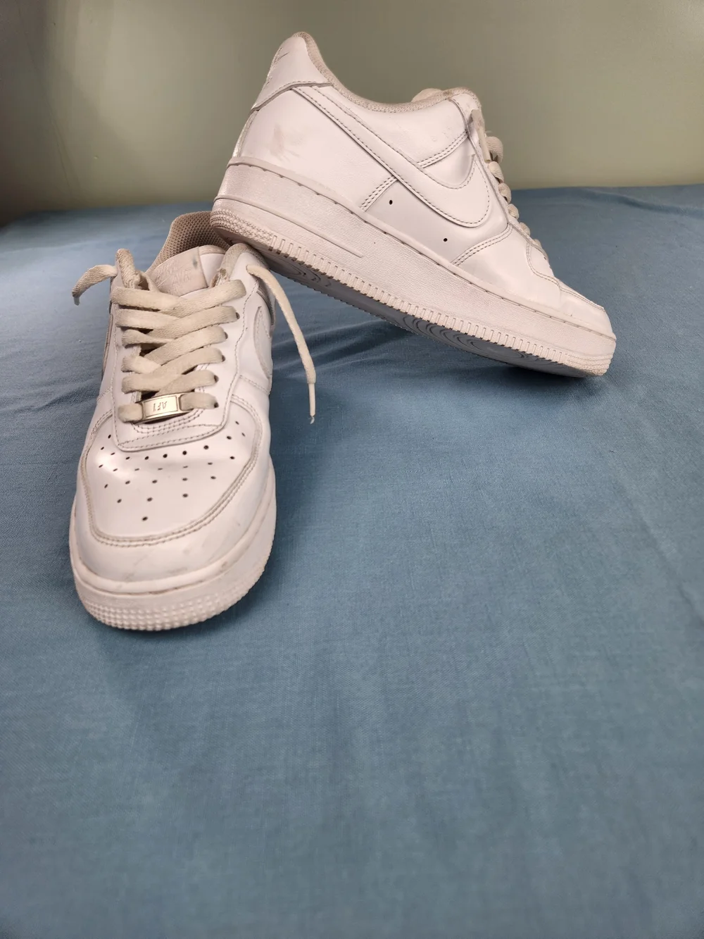 Nike Air Force 1 Low Top White Leather Lace-Up Sneakers Men's 6
